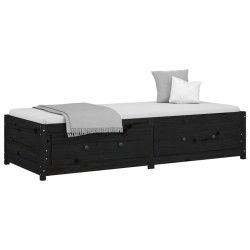 Lit de jour sans matelas noir 75x190 cm bois de pin massif 