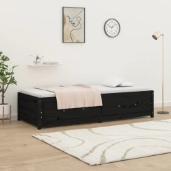 Lit de jour sans matelas noir 75x190 cm bois de pin massif 