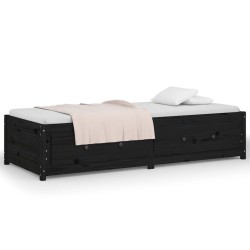 Lit de jour sans matelas noir 75x190 cm bois de pin massif 