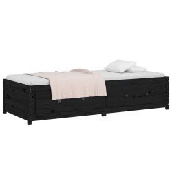 Lit de jour sans matelas noir 75x190 cm bois de pin massif 