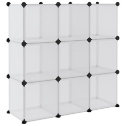 Cubes de rangement 9 pcs avec portes Transparent PP 