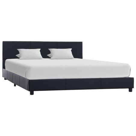 Cadre de lit sans matelas noir similicuir 120x200 cm 