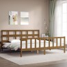 Cadre de lit sans matelas marron miel 200x200cm bois pin massif 