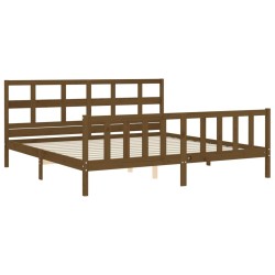 Cadre de lit sans matelas marron miel 200x200cm bois pin massif 