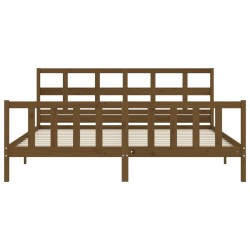 Cadre de lit sans matelas marron miel 200x200cm bois pin massif 