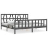 Cadre de lit sans matelas gris 200x200 cm bois massif de pin 