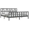 Cadre de lit sans matelas gris 200x200 cm bois massif de pin 
