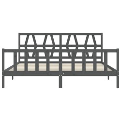 Cadre de lit sans matelas gris 200x200 cm bois massif de pin 