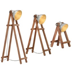 Lampadaires 3 pcs Argenté E27 Bois de manguier massif 