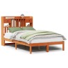Lit bibliothèque sans matelas cire marron 135x190 cm pin massif 