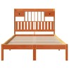 Lit bibliothèque sans matelas cire marron 135x190 cm pin massif 