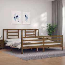 Cadre de lit sans matelas marron miel 200x200 cm bois massif 