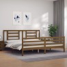 Cadre de lit sans matelas marron miel 200x200 cm bois massif 