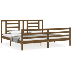 Cadre de lit sans matelas marron miel 200x200 cm bois massif 
