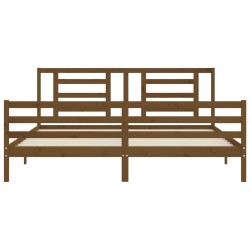 Cadre de lit sans matelas marron miel 200x200 cm bois massif 