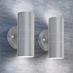 Applique murale LED d'extérieur 2 pcs Acier inoxydable haut bas 