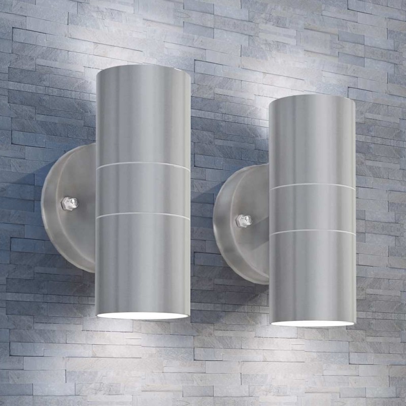 Applique murale LED d'extérieur 2 pcs Acier inoxydable haut bas 