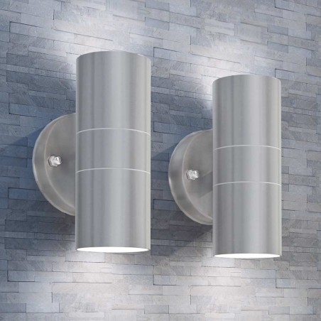 Applique murale LED d'extérieur 2 pcs Acier inoxydable haut bas 
