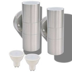 Applique murale LED d'extérieur 2 pcs Acier inoxydable haut bas 