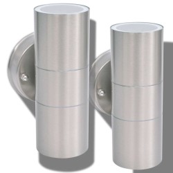 Applique murale LED d'extérieur 2 pcs Acier inoxydable haut bas 