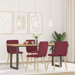 Chaises à manger lot de 4 rouge bordeaux tissu 