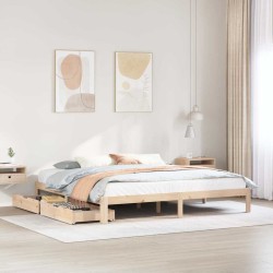 Cadre de lit avec tiroirs sans matelas 200x200 cm 
