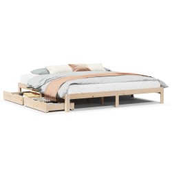 Cadre de lit avec tiroirs sans matelas 200x200 cm 