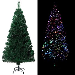Sapin de Noël artificiel avec support vert 120 cm fibre optique 