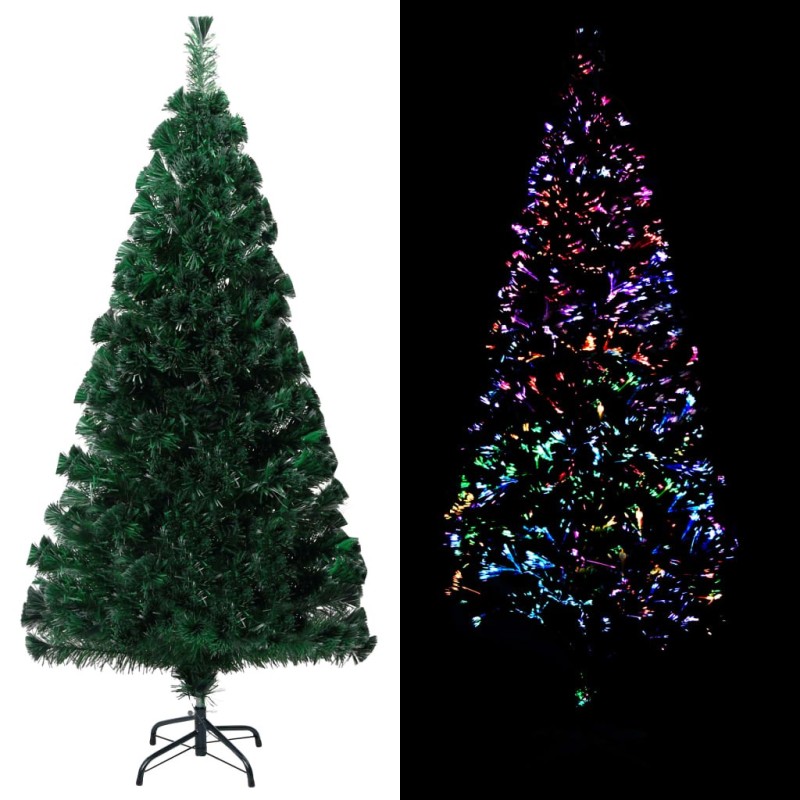 Sapin de Noël artificiel avec support vert 120 cm fibre optique 