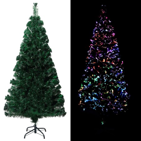 Sapin de Noël artificiel avec support vert 120 cm fibre optique 