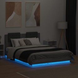Cadre de lit avec LED sans matelas sonoma gris 120x190 cm 