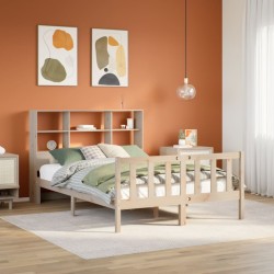 Lit bibliothèque sans matelas 120x200 cm bois de pin massif 
