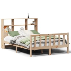 Lit bibliothèque sans matelas 120x200 cm bois de pin massif 