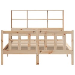 Lit bibliothèque sans matelas 120x200 cm bois de pin massif 