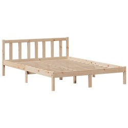 Lit bibliothèque sans matelas 120x200 cm bois de pin massif 