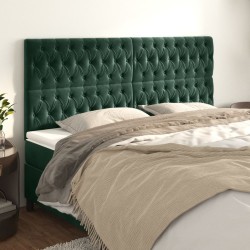 Têtes de lit 4 pcs Vert foncé 90x7x78/88 cm Velours 