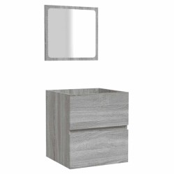 Armoire de bain et miroir Sonoma gris Bois d'ingénierie 