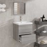 Armoire de bain et miroir Sonoma gris Bois d'ingénierie 
