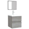 Armoire de bain et miroir Sonoma gris Bois d'ingénierie 