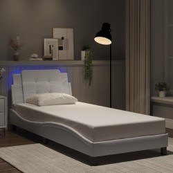 Cadre de lit avec LED sans matelas blanc 90x190 cm 