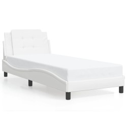 Cadre de lit avec LED sans matelas blanc 90x190 cm 