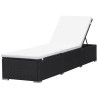 Chaise longue avec coussin Résine tressée Noir 