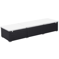 Chaise longue avec coussin Résine tressée Noir 