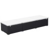 Chaise longue avec coussin Résine tressée Noir 