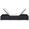 Chaise longue avec coussin Résine tressée Noir 