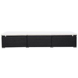 Chaise longue avec coussin Résine tressée Noir 
