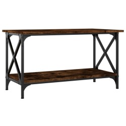 Table basse Chêne fumé 80x45x45 cm Bois d'ingénierie et fer 