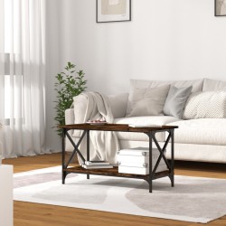 Table basse Chêne fumé 80x45x45 cm Bois d'ingénierie et fer 