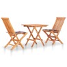 Ensemble de bistro 3 pcs avec coussins à carreaux rouge Teck 
