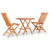 Ensemble de bistro 3 pcs avec coussins à carreaux rouge Teck 